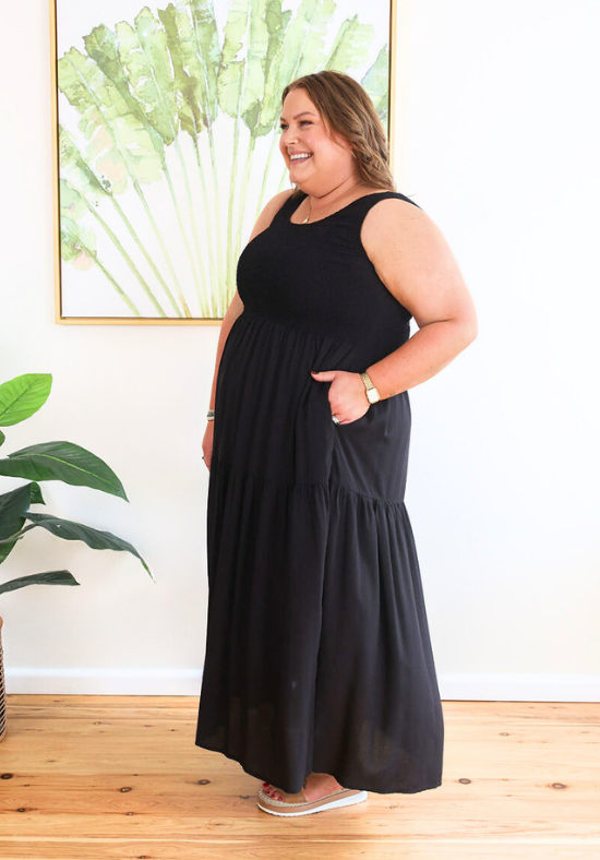 Elena Midi Dress Black - Daisy’s Closet