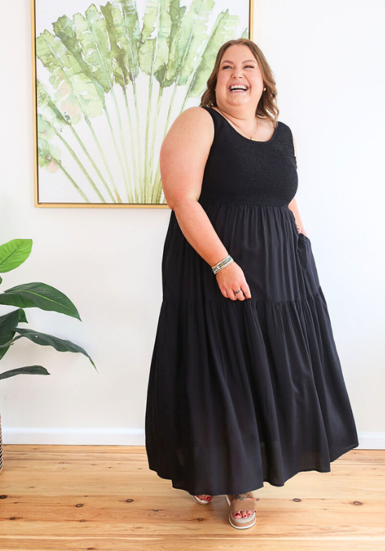 Elena Midi Dress Black - Daisy’s Closet