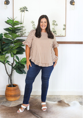 Molly Top Caramel Gingham