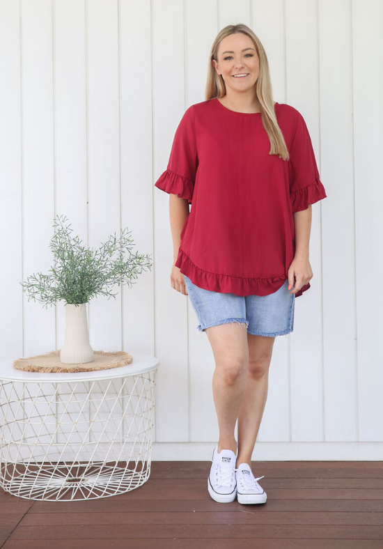 New Look Mila Top Wine - Daisy’s Closet