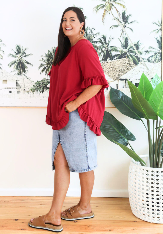 New Look Mila Top Wine - Daisy’s Closet