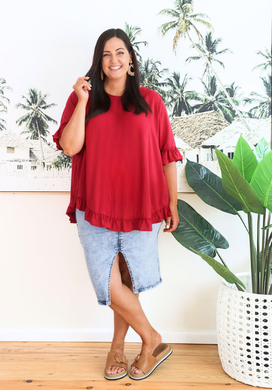 New Look Mila Top Wine - Daisy’s Closet