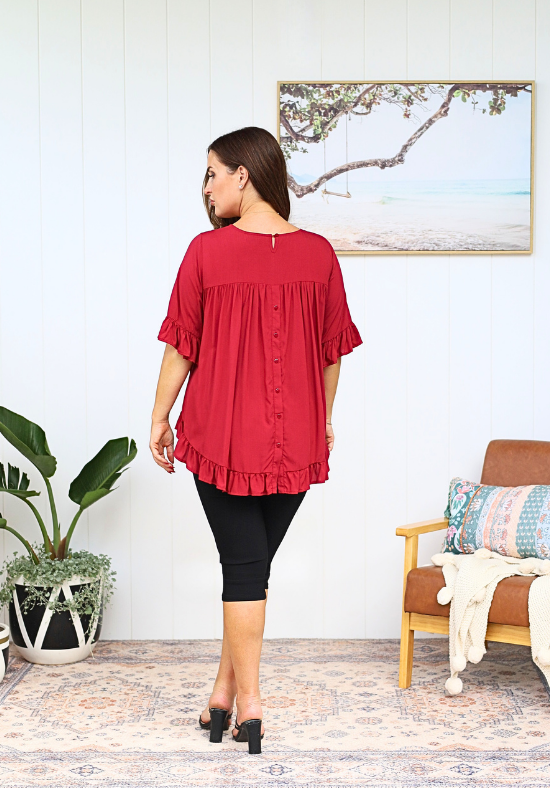 New Look Mila Top Wine - Daisy’s Closet