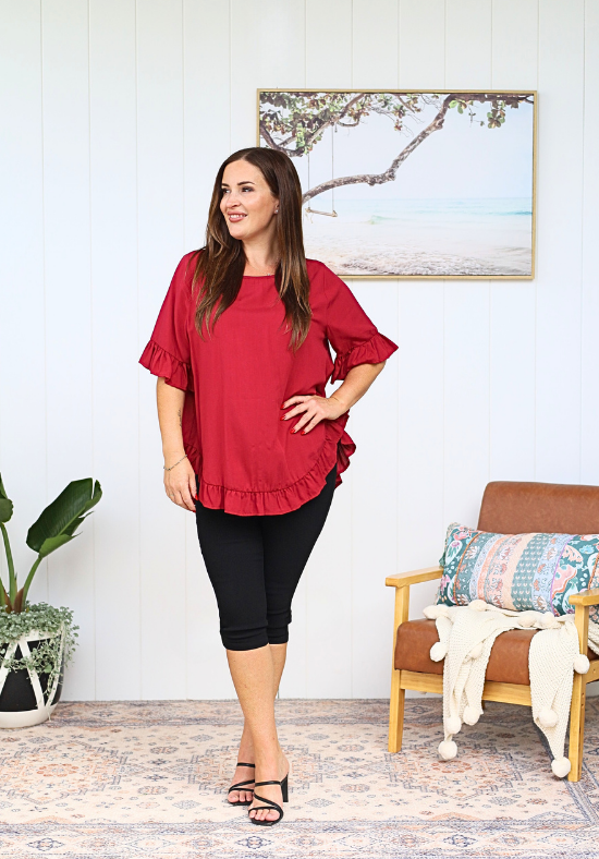 New Look Mila Top Wine - Daisy’s Closet