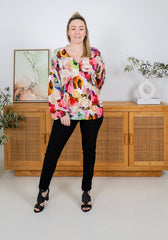 Remi Top Long Sleeve Paintbrush Print