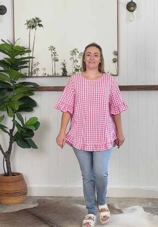 Molly Top Pink Gingham