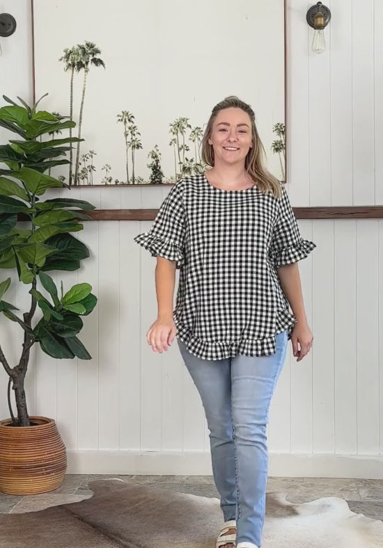 Molly Top Black Gingham