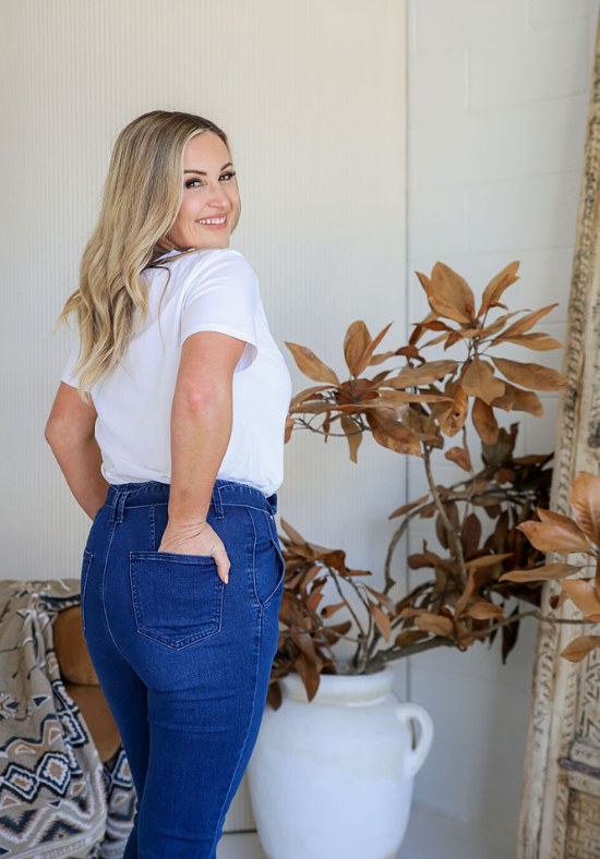 Ladies High Waisted Dark Denim Jeans - Daisy Denim - Daisy's Closet