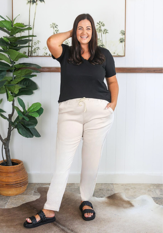 Delta Stretch Joggers Cream - Daisy’s Closet