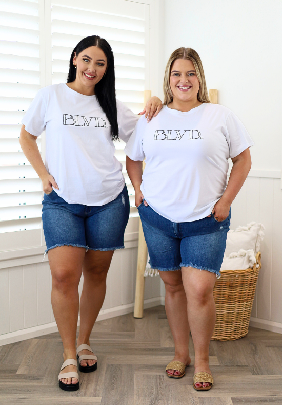 Ladies Dark Blue Denim Shorts - Curve Friendly - Bike Shorts - Daisy's Closet