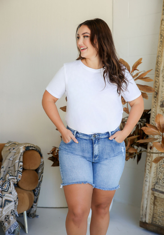 Ladies Light Denim Shorts - Danica Denim Shorts - Daisy's Closet