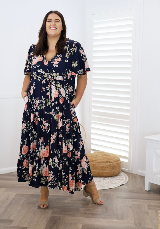 Gracie Maxi Navy Floral Print - Daisy’s Closet