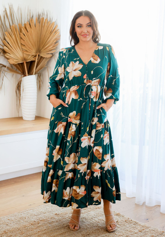 Ladies Maxi Dress - Long Sleeve - Bump Friendly