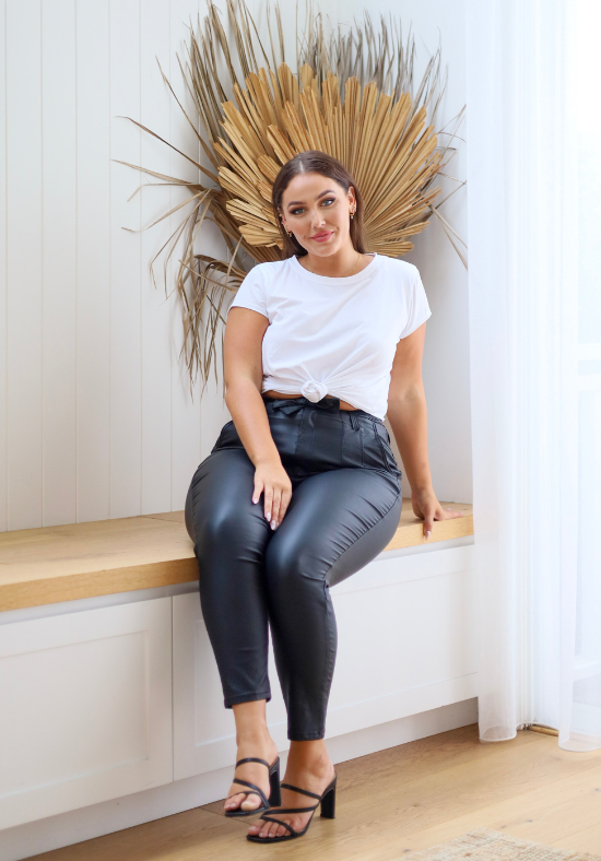 Daisy Denim Jeans Black Leather Look - Daisy’s Closet